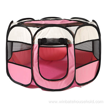 Pet Cat Dog Collapsible Playpen with Removable Cover